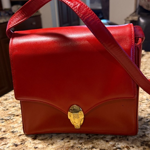 Givenchy Vintage Red Leather Crossbody Bag with Gold Clasp - Picture 1 of 9